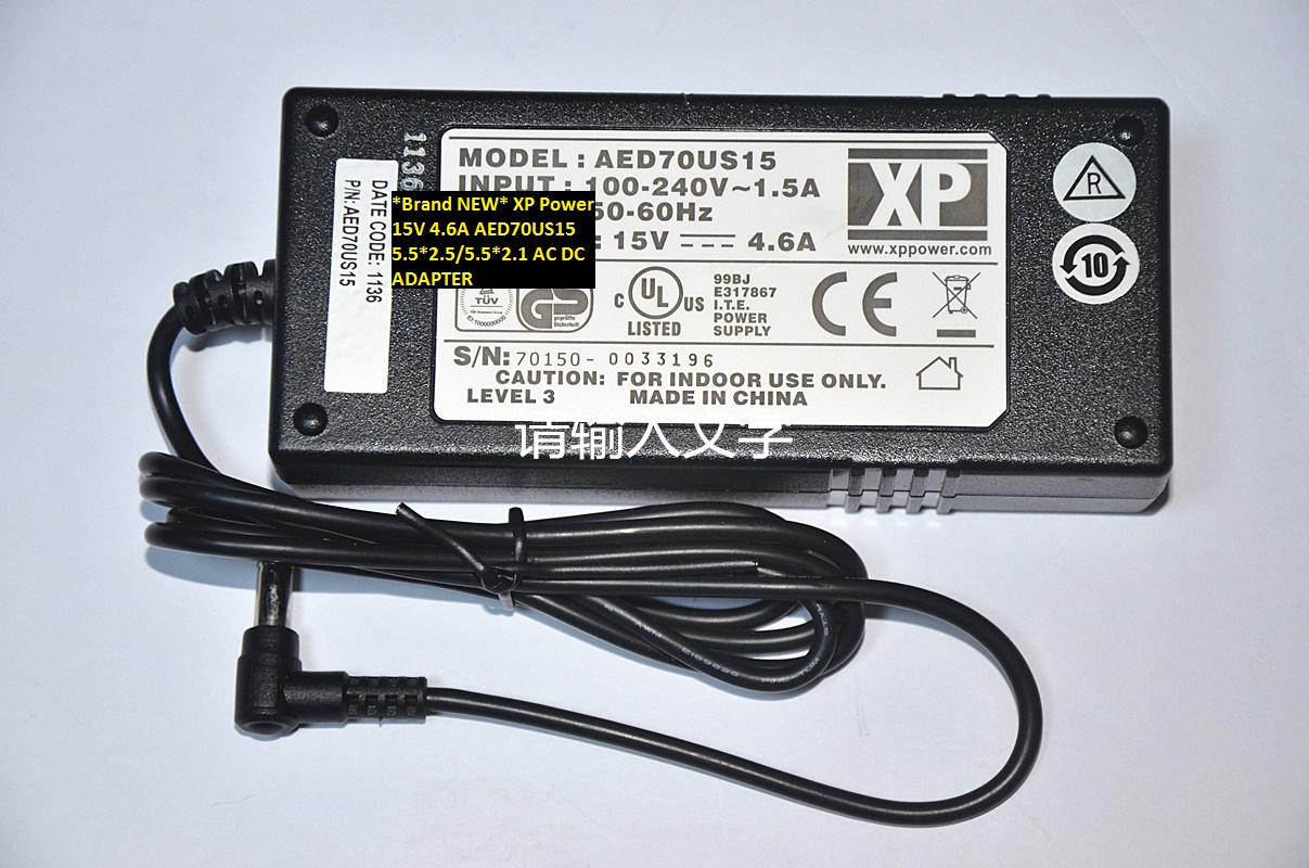*Brand NEW* XP Power 15V 4.6A AED70US15 5.5*2.5/5.5*2.1 AC DC ADAPTER